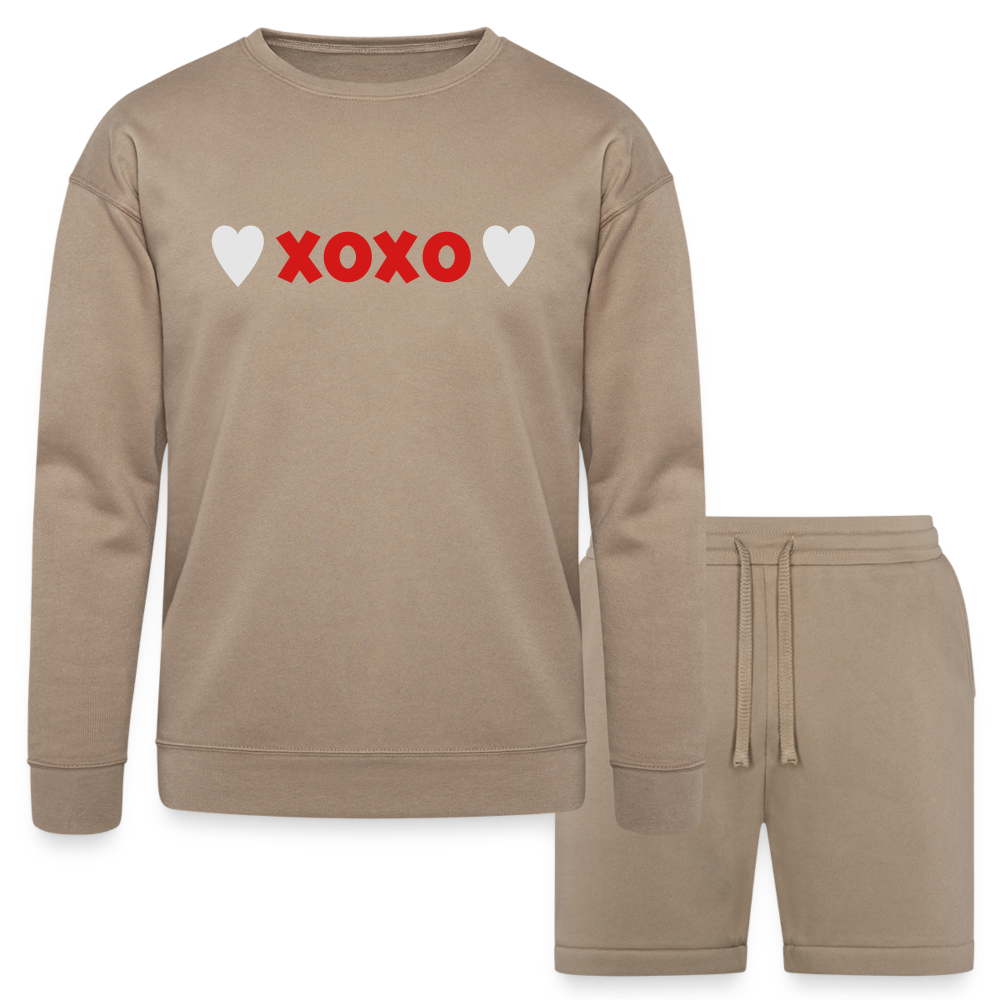 Bella + Canvas Unisex Sweatshirt & Short Set - tan